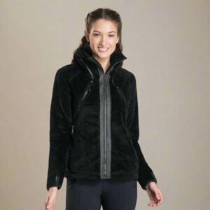 Kuhl Flight Jacket Sz M Stowaway Hood Black Hiking Thumb Hole